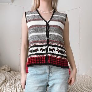 Vintage Napa Valley Button Up Patterned Sweater Vest